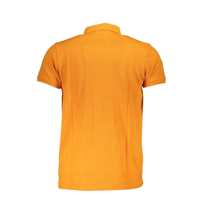 Vibrant Cavalli Class orange polo shirt for men, short-sleeved cotton