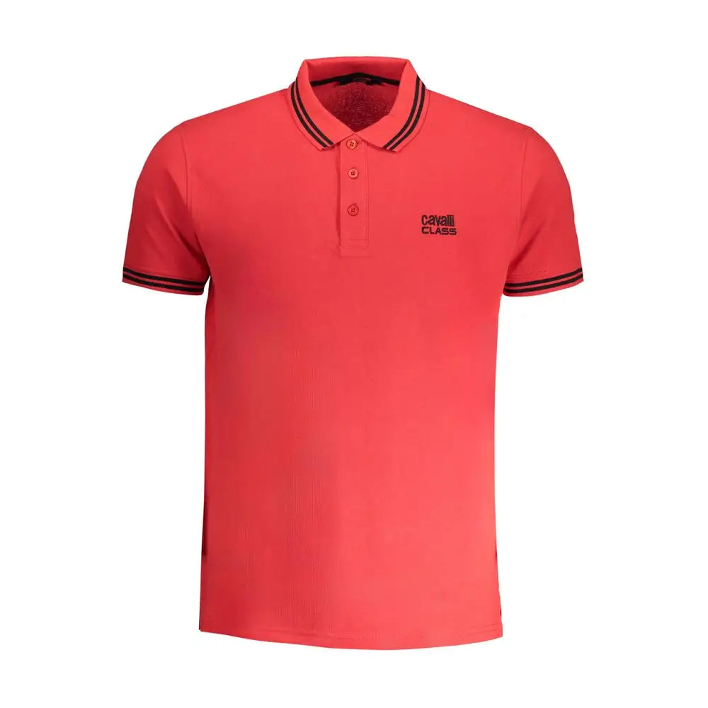 Vibrant røde farve Cavalli Class polo shirt med sort trim