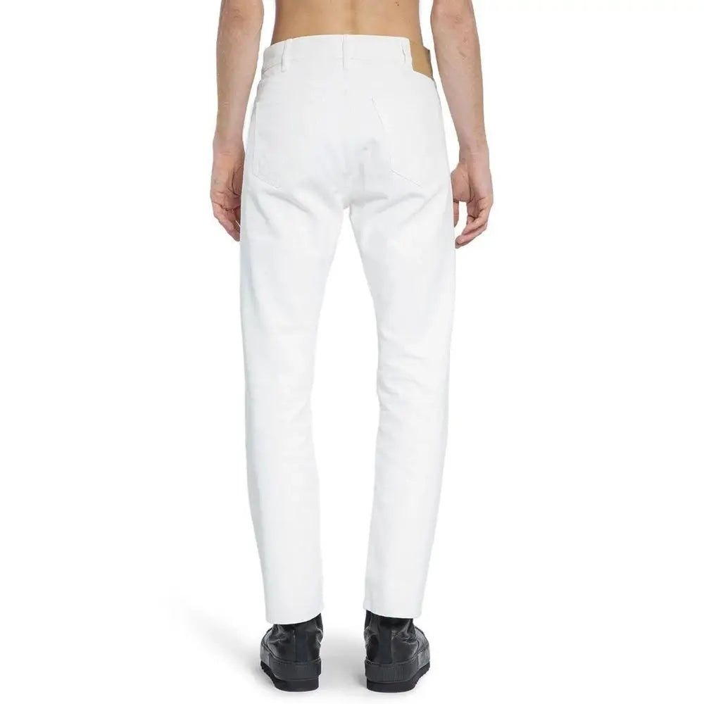 Celine white cotton straight-leg jeans, slim-fit with modern cut