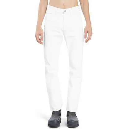 Celine white cotton straight-leg jeans med ren snit og femlommerdesign