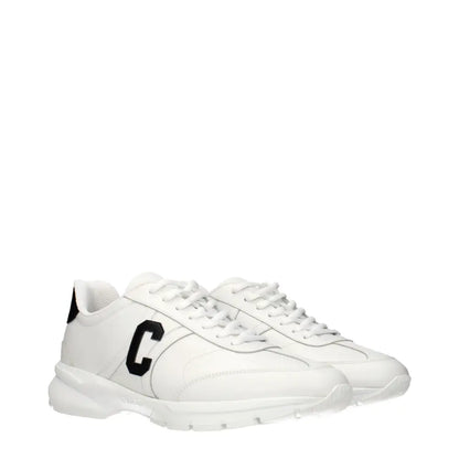 Celine white leather athletic sneakers med sort C-logo og hælhætte