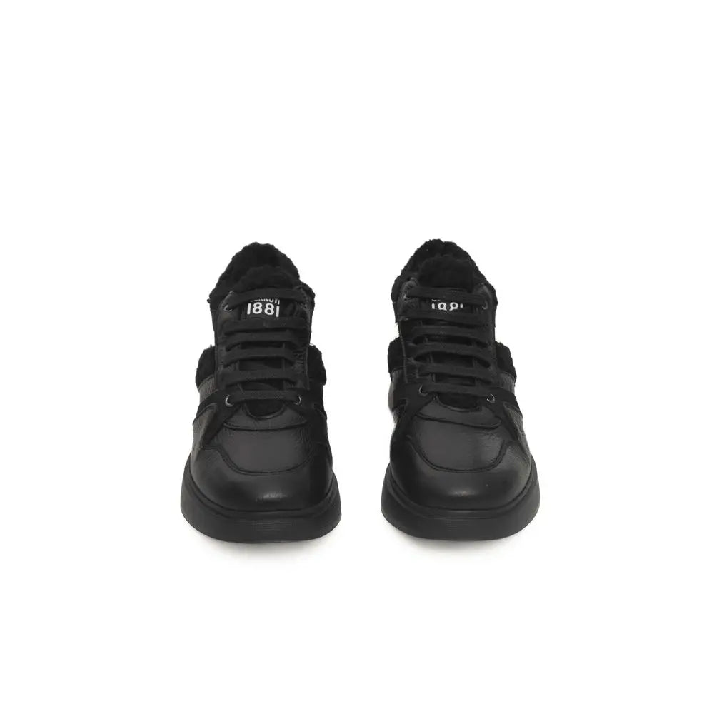 Cerruti 1881 Black Cowhide Women Platform Sneakers