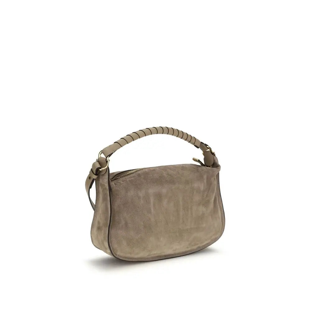 Chloé beige calf leather Bos Taurus skulder taske med taupe suede og guld hardware