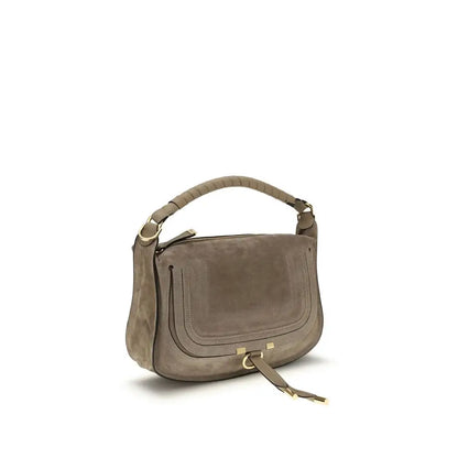 Chloé beige calf leather Bos Taurus skulder taske i taupe mocka med guld hardware