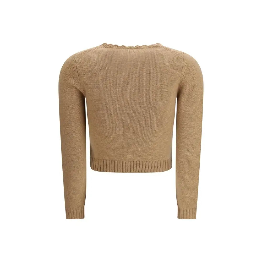 Beige Chloé brown wool sweatshirt med ribbet manchetter og kant