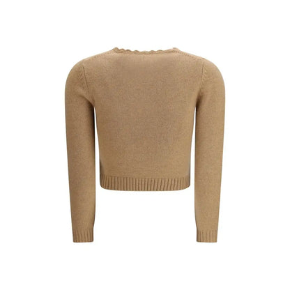 Beige Chloé brown wool sweatshirt med ribbet manchetter og kant