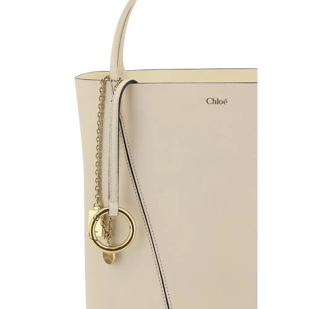 Chloé cream calf leather Bos Taurus skulder taske med guld hardware