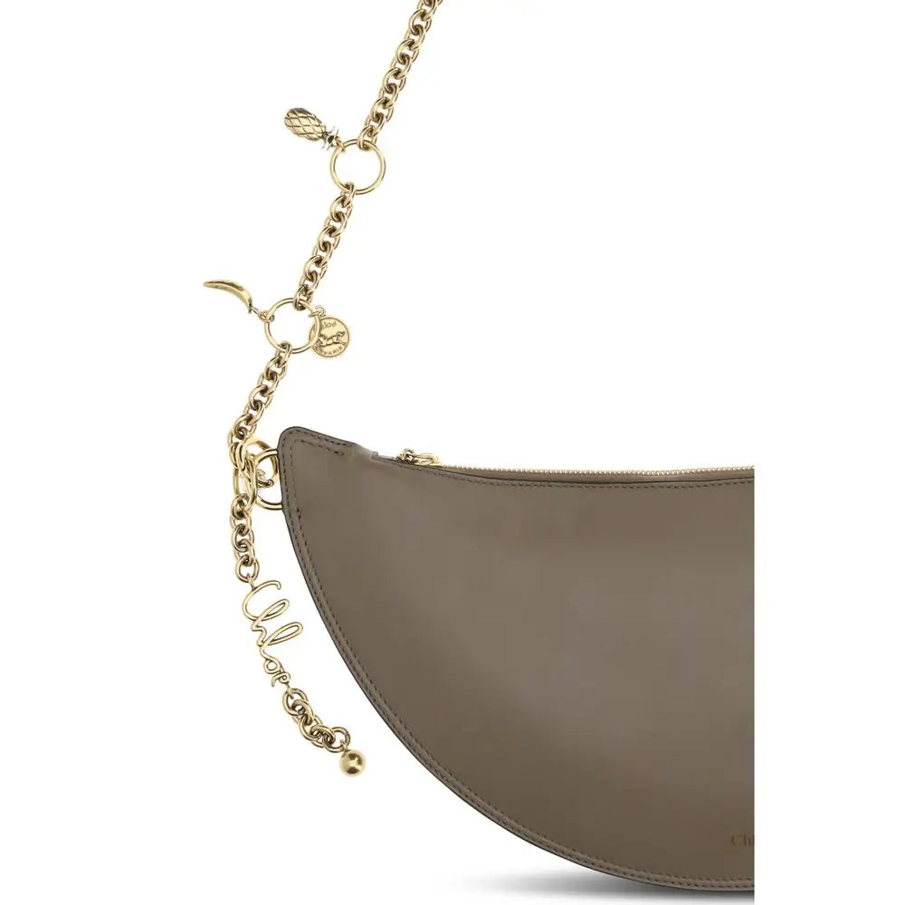Chloé grå kalveskind Bos Taurus skulderpose i taupe læder