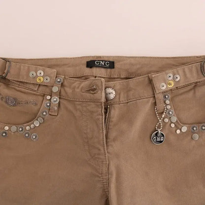 Costume National Beige Cotton Stretch Slim Fit Jeans