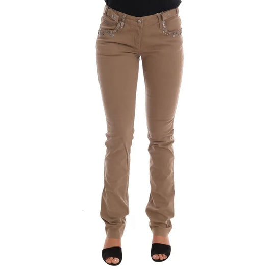 Costume National Beige Cotton Stretch Slim Fit Jeans