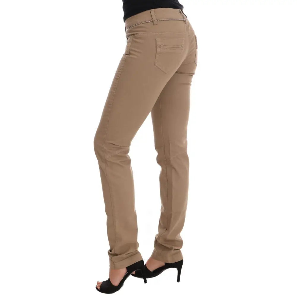 Costume National Beige Cotton Stretch Slim Fit Jeans