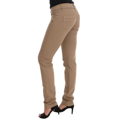Costume National Beige Cotton Stretch Slim Fit Jeans