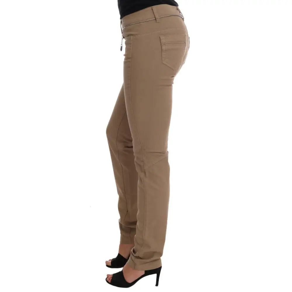 Costume National Beige Cotton Stretch Slim Fit Jeans
