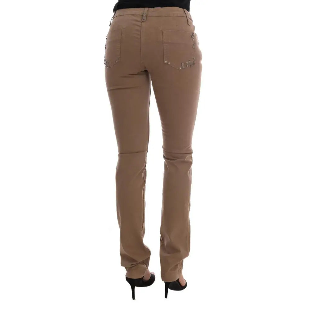 Costume National Beige Cotton Stretch Slim Fit Jeans
