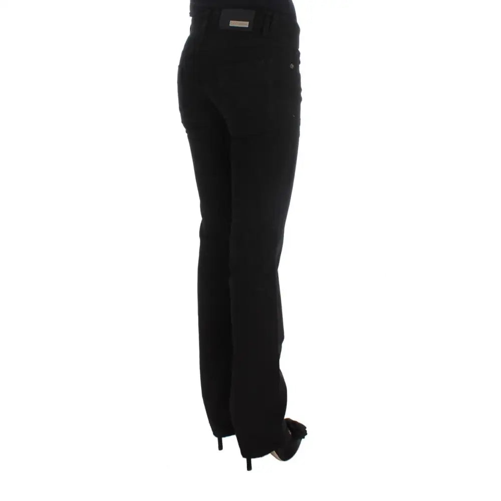 Costume National Black Cotton Slim Fit Bootcut Jeans