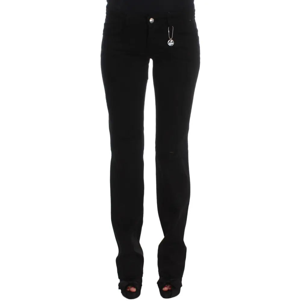 Costume National Black Cotton Slim Fit Bootcut Jeans
