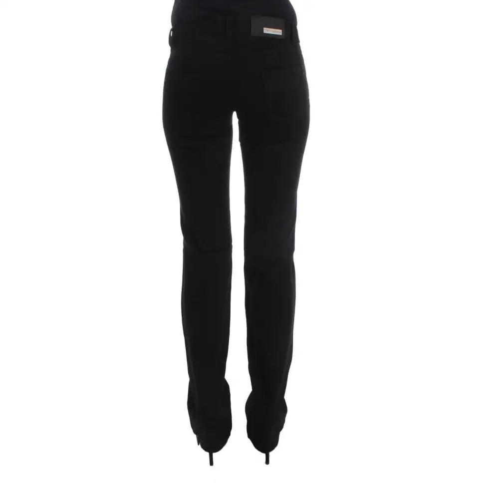Costume National Black Cotton Slim Fit Bootcut Jeans