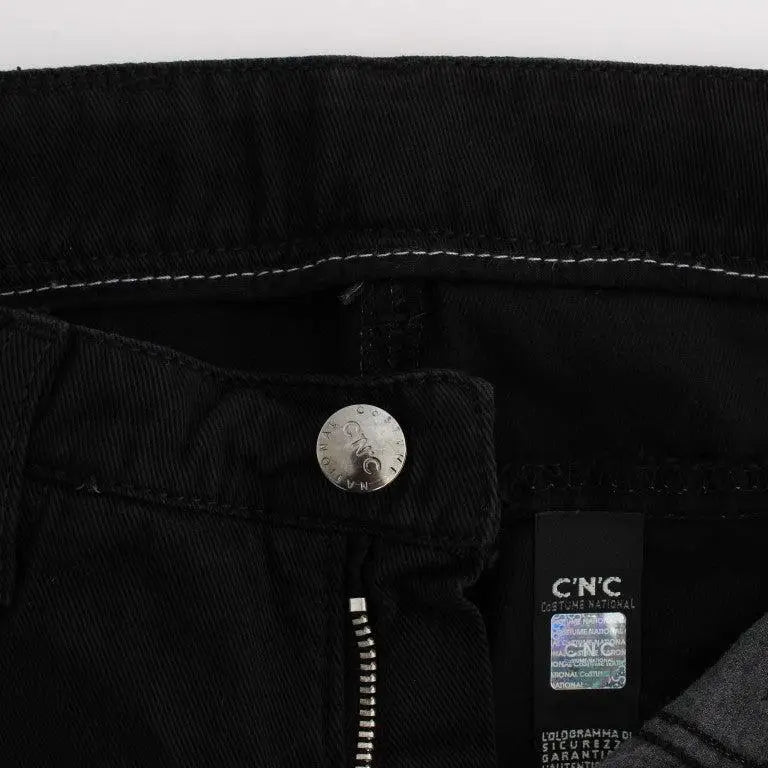 Costume National Black Cotton Slim Fit Bootcut Jeans