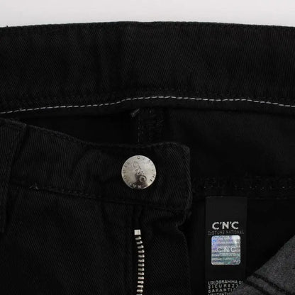 Costume National Black Cotton Slim Fit Bootcut Jeans
