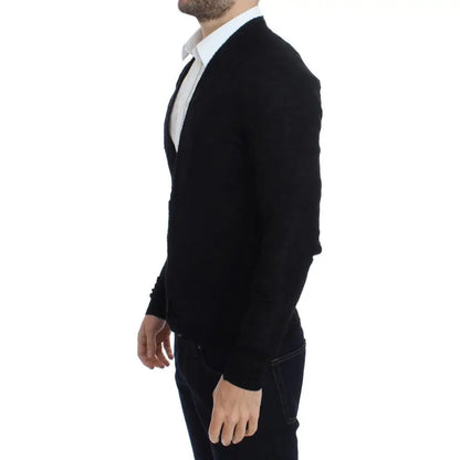 Costume National Black Fine Wool Button Cardigan