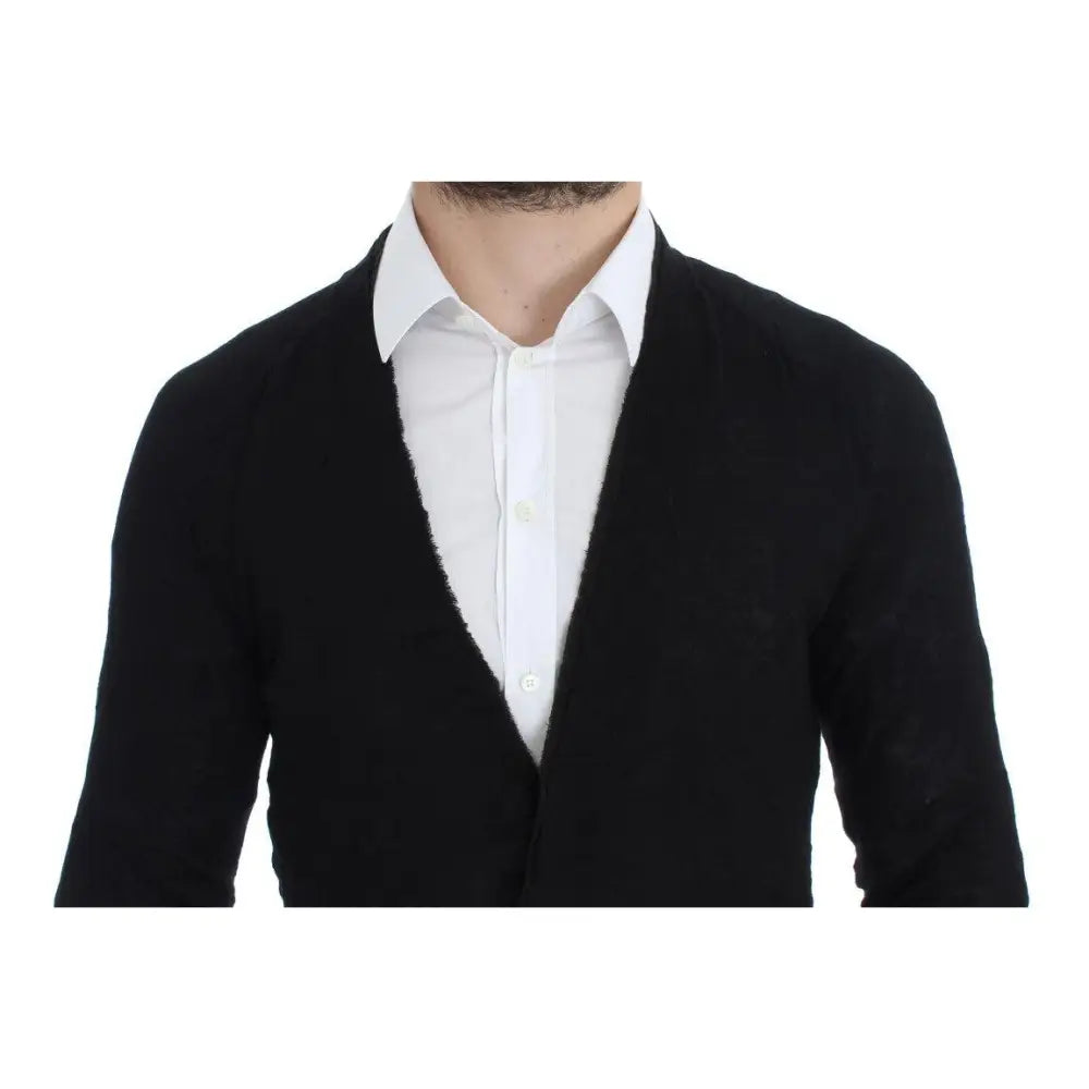 Costume National Black Fine Wool Button Cardigan