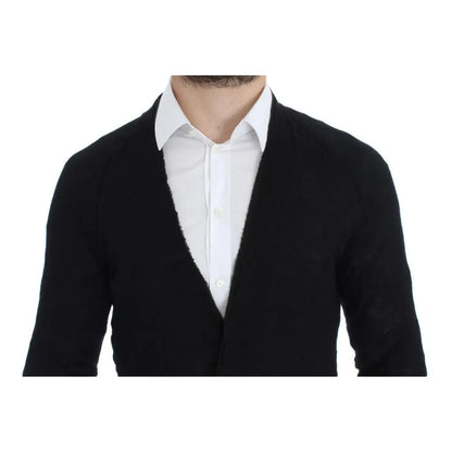 Costume National Black Fine Wool Button Cardigan