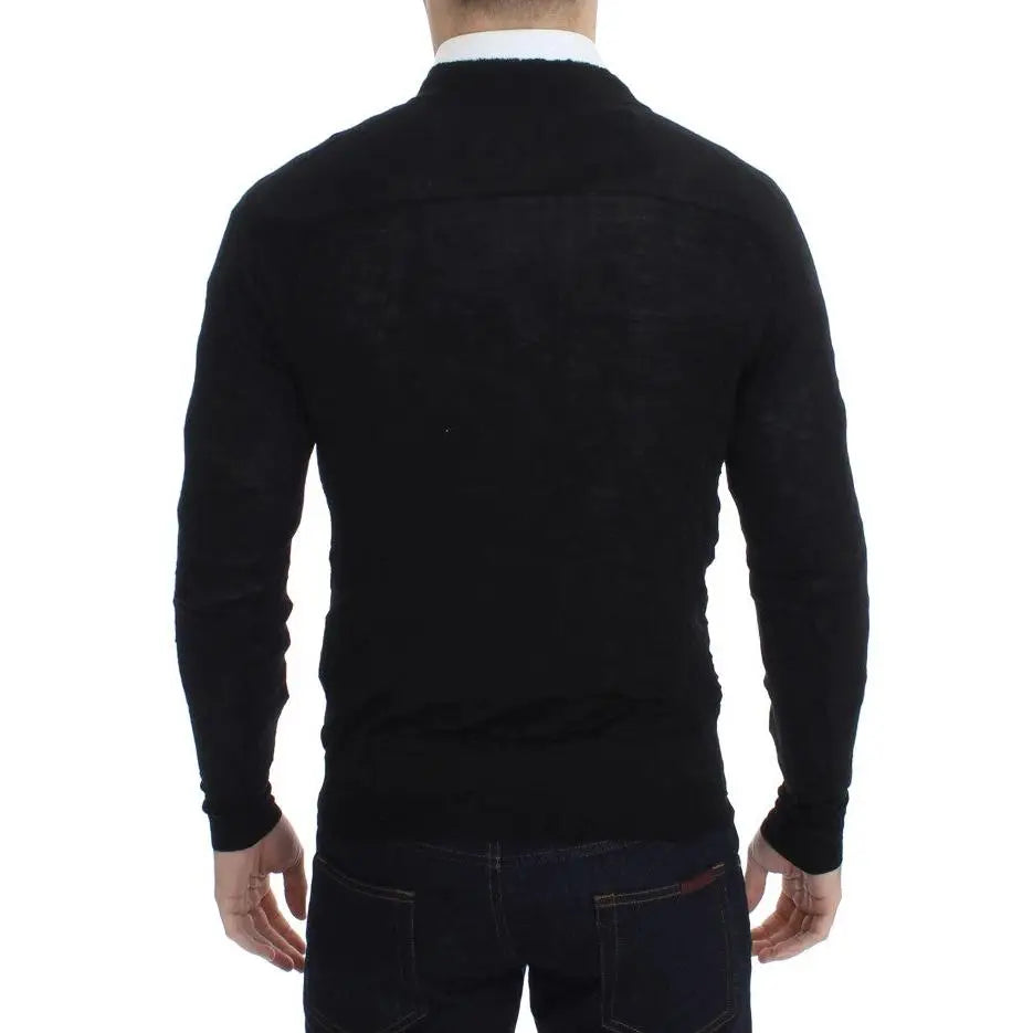 Costume National Black Fine Wool Button Cardigan