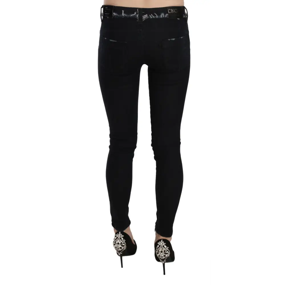 Costume National Black Low Waist Zipper Leg Skinny Denim Jeans - 26 - Jeans