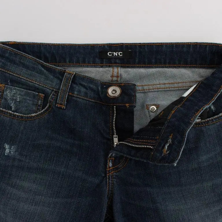 Costume National Blue Cotton Blend Bootcut Jeans