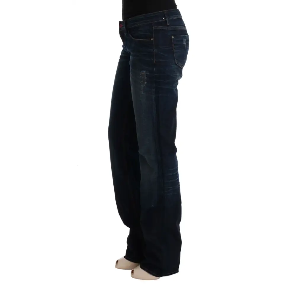 Mørkeblå Costume Nationals blå bomulds regular fit denim jeans med falmet vask og subtil slid langs benene