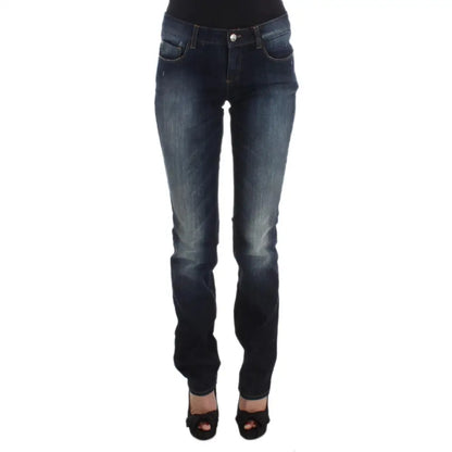 Costume National Blue Cotton Slim Fit Bootcut Jeans