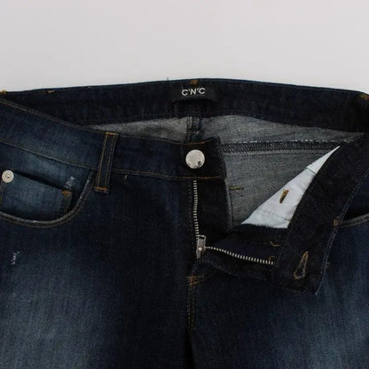 Costume National Blue Cotton Slim Fit Bootcut Jeans