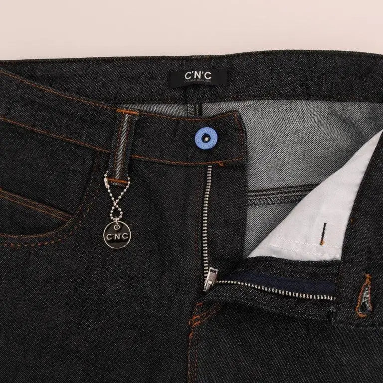 Costume National Blue Cotton Stretch Slim Fit Jeans