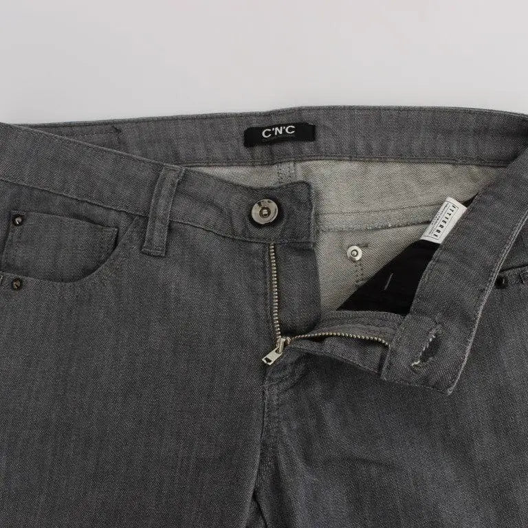 Costume National Gray Cotton Blend Slim Fit Jeans