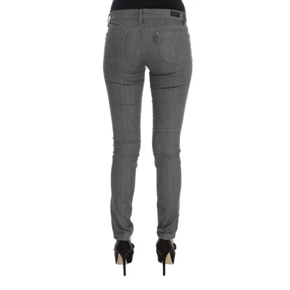 Costume National Gray Cotton Blend Slim Fit Jeans