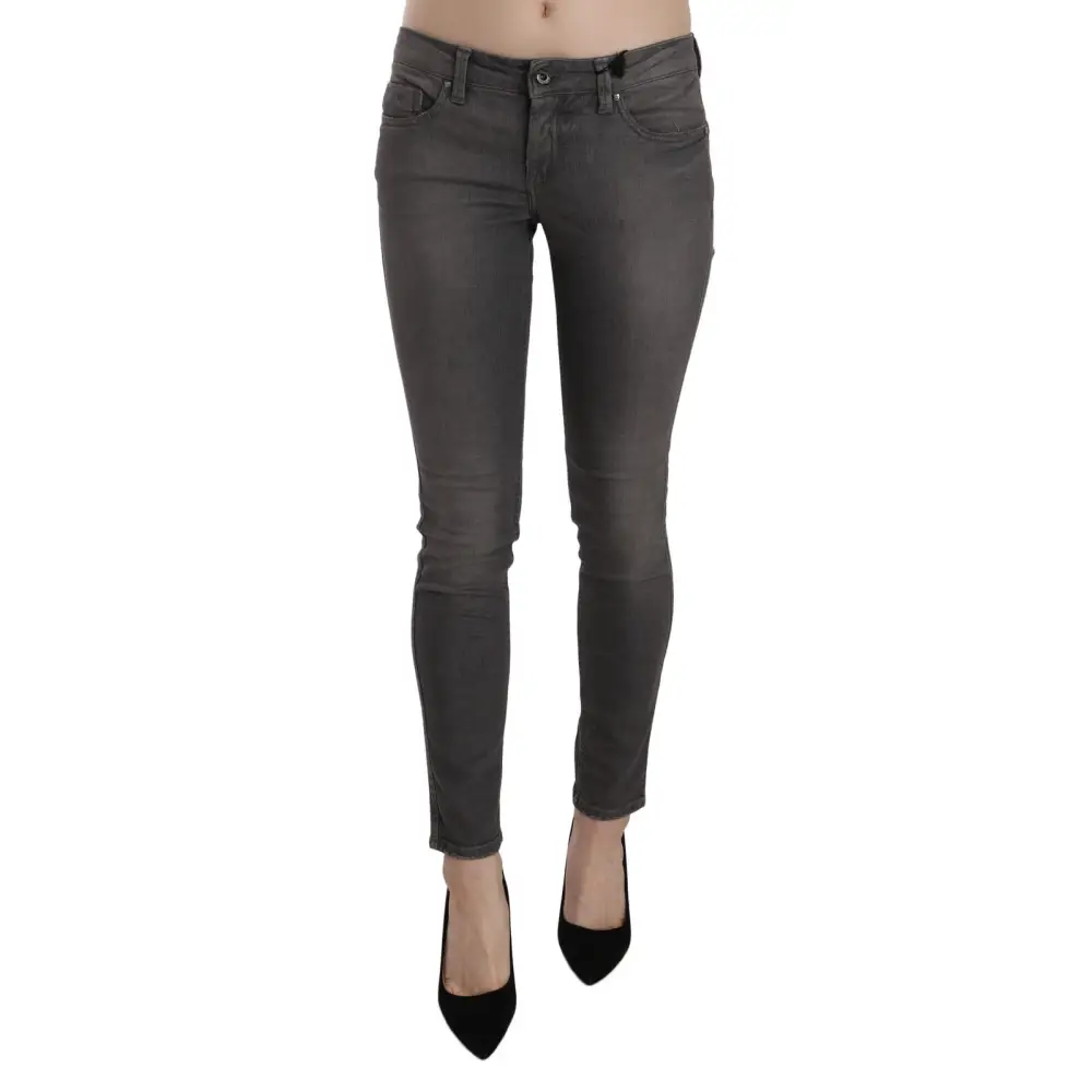 Costume National Gray Washed Low Waist Skinny Jeans - 26 - Jeans