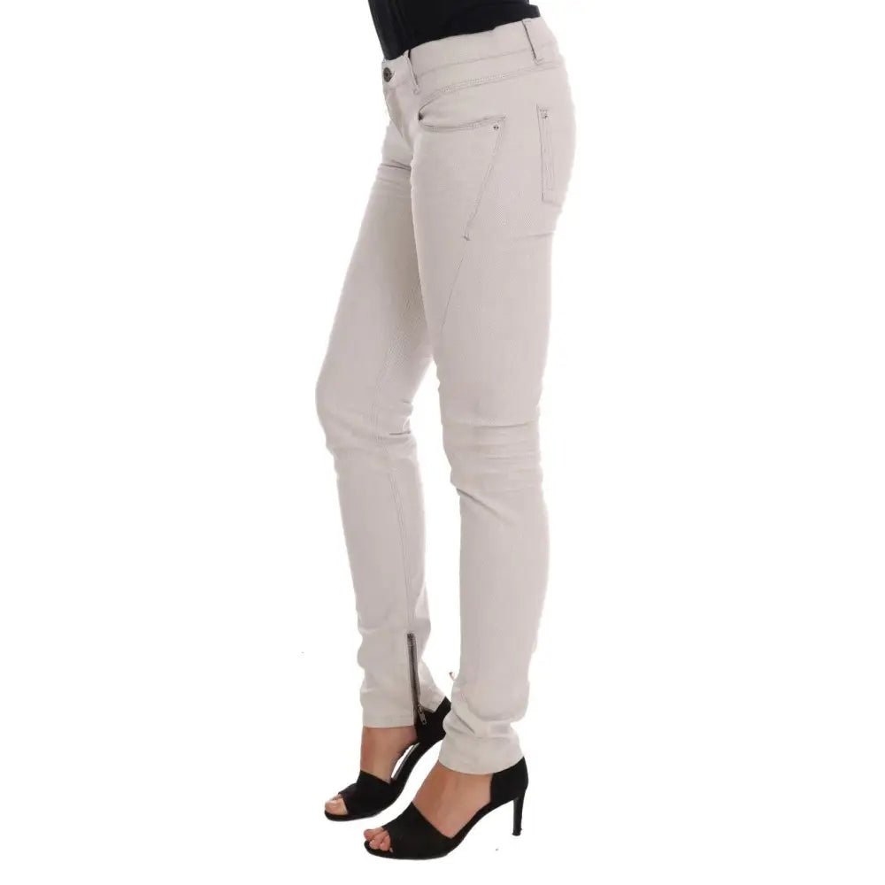 Costume National White Cotton Stretch Slim Jeans