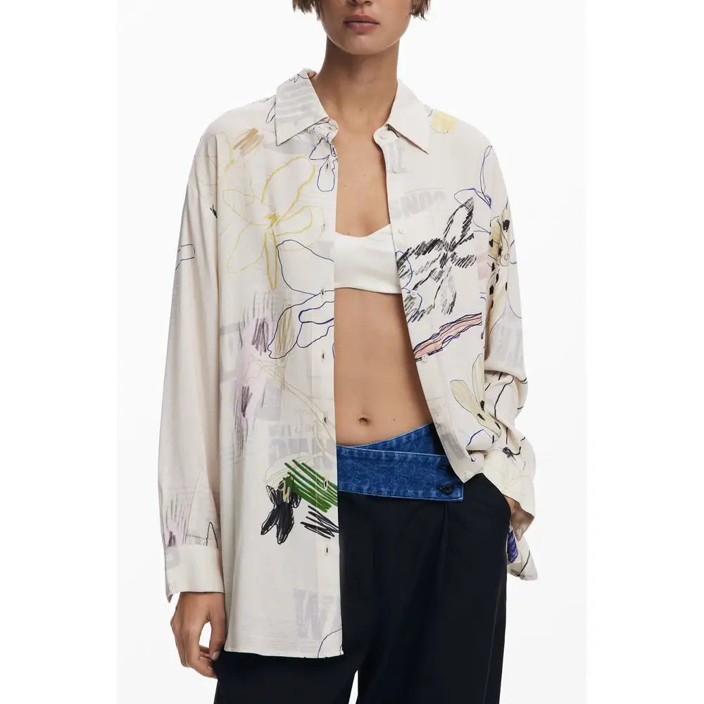 Desigual White Cotton Shirt - S - Bluser