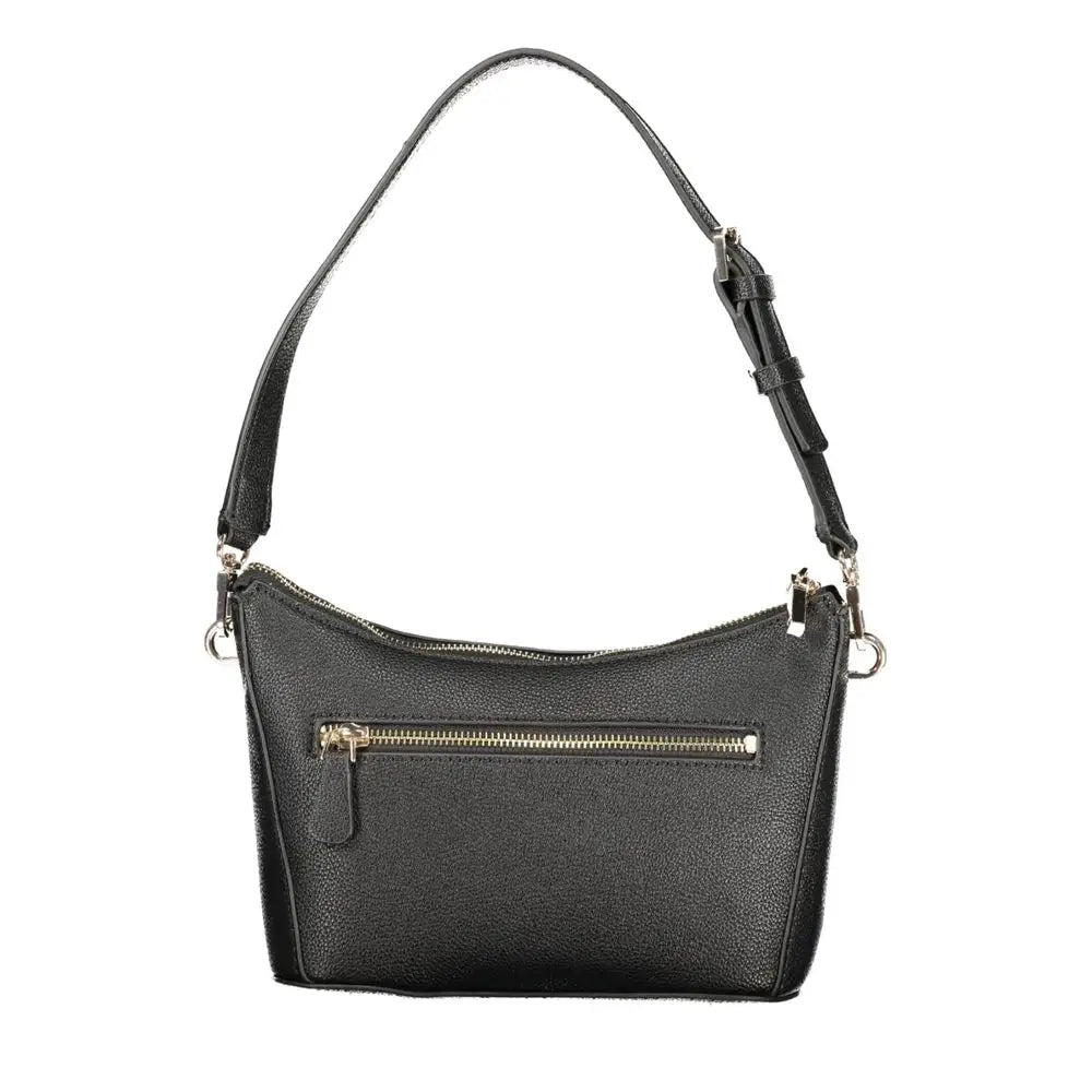 Guess Jeans sort sort black polyurethan kvinders crossbody taske med guld lynlås