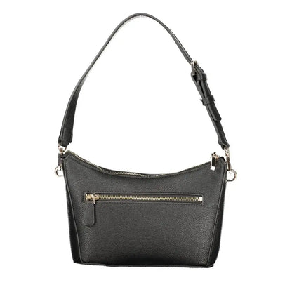 Guess Jeans sort sort black polyurethan kvinders crossbody taske med guld lynlås