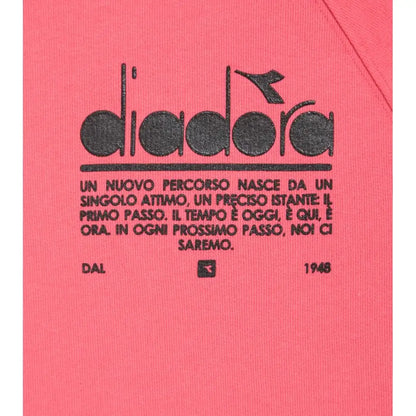 Vibrant pink Diadora multicolor cotton sweatshirt with bold black logo and Italian text on chest