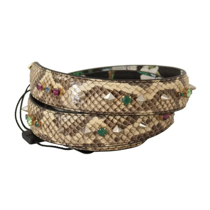 Dolce & Gabbana Beige Exotic Læder Krystals Reversible Skulder Strap