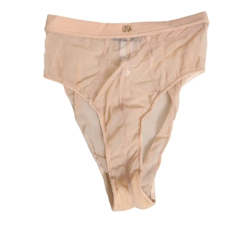 Dolce & Gabbana beige sheer mesh high waist panty with lace trim
