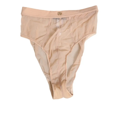 Dolce & Gabbana beige sheer mesh high waist panty med blød lace trim