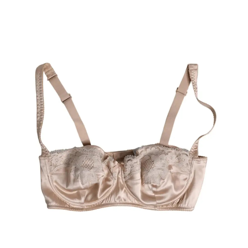 Dolce & Gabbana Biege Silk Underwired Balconette Bra Underwear
