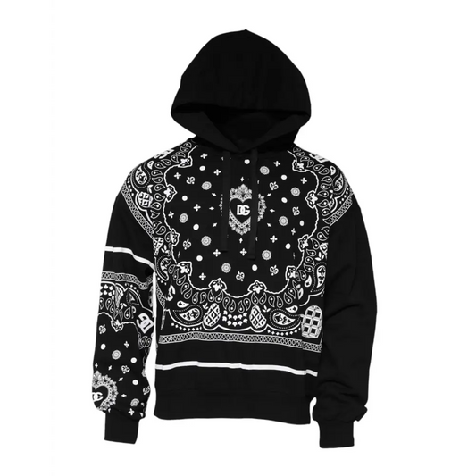 Dolce & Gabbana Black Bandana Hooded Men Sweatshirt Sweater - Sweaters
