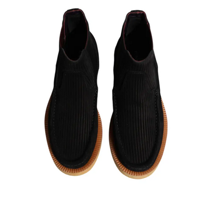 Dolce & Gabbana Black Calf Suede Slip On Ankle Boots Shoes - Ankelstøvler