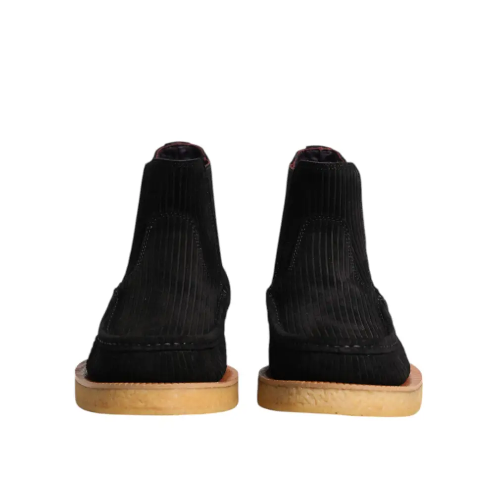 Dolce & Gabbana Black Calf Suede Slip On Ankle Boots Shoes - Ankelstøvler