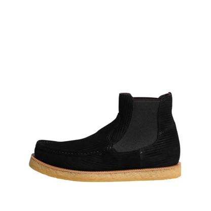 Dolce & Gabbana Black Calf Suede Slip On Ankle Boots Shoes - Ankelstøvler