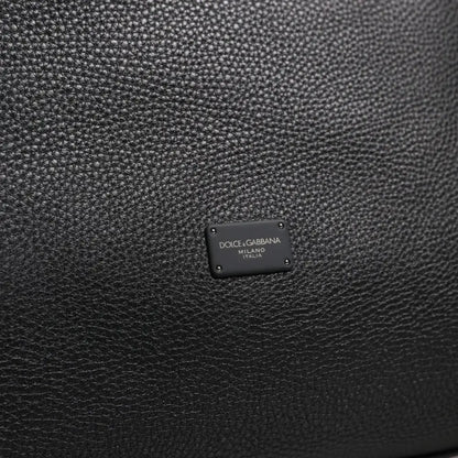 Dolce & Gabbana Black Calfskin Leather Hand Shoulder Duffle Bag